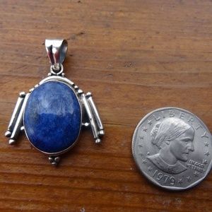 Sterling Silver Lapis Lazuli Pendant 1.8" x 1.2"